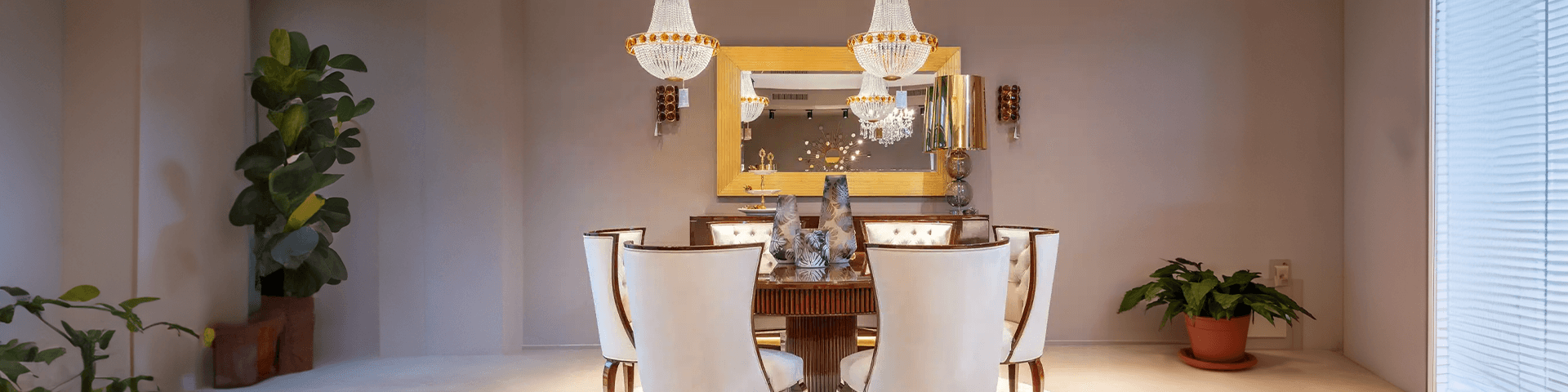 Dining room with chandelier