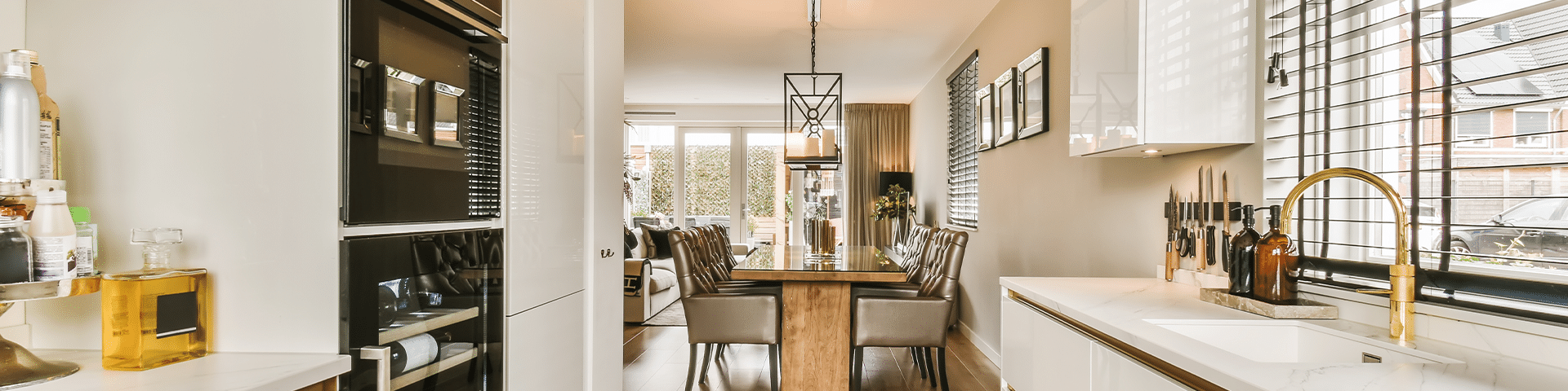 chandelier over dining table